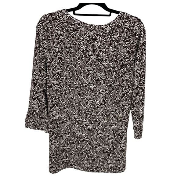 Tommy Bahama Brown White Lightweight Leaf Print 3/4 Sleeve Tunic Top Blouse Size - Picture 1 of 8